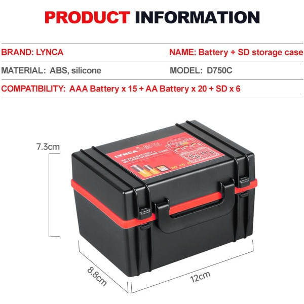 Жесткий органайзер для хранения аккумуляторов LYNCA и держатель для SD-карты D750C