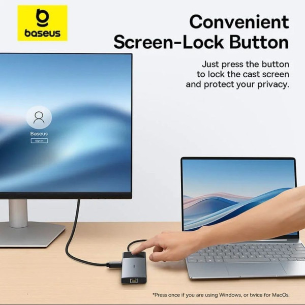 USB-хаб Baseus Metal Gleam Series II 10-в-один Cosmic Black (USB-C до 2×HDMI + USB-A 10 Гбіт/с + USB-C 10 Гбіт/с + RJ45 + інші порти)