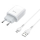 Сетевое зарядное устройство с кабелем HOCO C72A Glorious single port charger set (Micro) 10.5W White