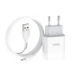 Сетевое зарядное устройство с кабелем HOCO C73A Glorious dual port charger set(Micro) 12W White