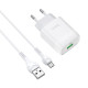 Сетевое зарядное устройство с кабелем HOCO C72Q Glorious single port QC3.0 charger set(Micro) 18W White