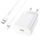 Сетевое зарядное устройство с кабелем HOCO N22 Jetta PD25W charger set (Type-C to iP)(EU) White