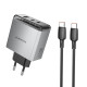 Сетевое зарядное устройство с кабелем BOROFONE BN22 Lena PD65W (2C1A) charger set (C to C(EU) Metal Gray