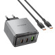 Сетевое зарядное устройство с кабелем BOROFONE BN22 Lena PD65W (2C1A) charger set (C to C(EU) Metal Gray