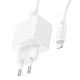 Сетевое зарядное устройство с кабелем HOCO CS11A Ocean single port charger set(iP) White