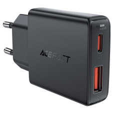 Сетевое зарядное устройство ACEFAST A69 PD30W GaN (USB-A+USB-C) ultra-thin charger Black