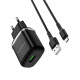 Сетевое зарядное устройство с кабелем BOROFONE BA36A High speed single port QC3.0 charger set 18W (Micro) Black