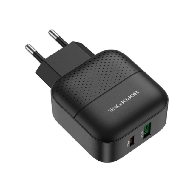 Сетевое зарядное устройство BOROFONE BA46A Premium PD + QC3.0 18W Black