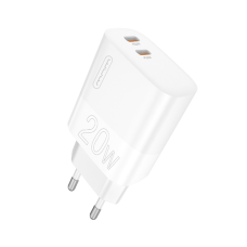 Сетевое зарядное устройство WUW-C193 PD20W Charger USB C + USB C white