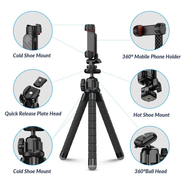 Гибкий штатив Octopus с креплением телефона и GoPro Apexel APL-JJ025