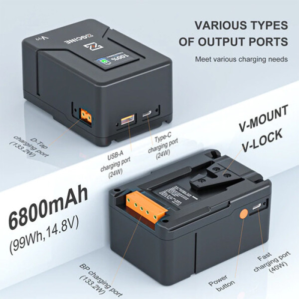Акумулятор ZGCINE V99 (99Wh) Pocket-Size V-Mount Battery USB-C PD in/out Fast Charging (ZG-V99)