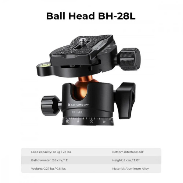 Штатив K&F Concept A234A1+BH-28L (КF09.099)