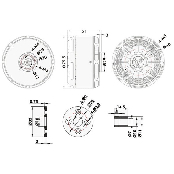 Мотор T-Motor U11 II KV120 6-12S 2783W для мультикоптерів
