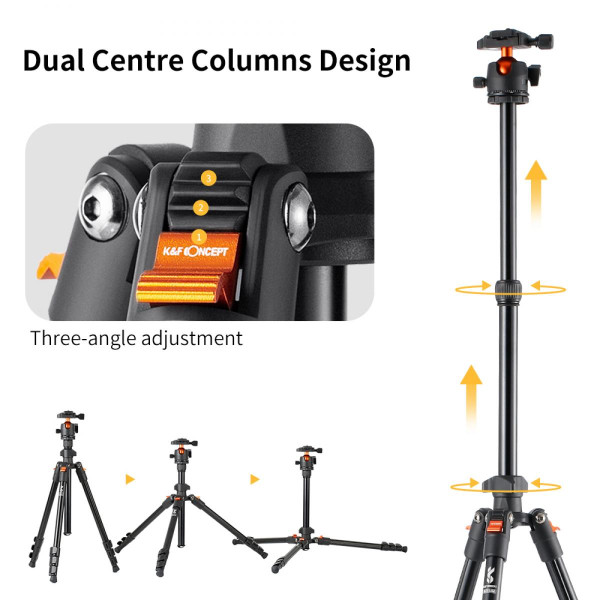 Штатив фото видео KF Concept K234A0+BH28L, max 8 kg, h 163 cm (KF09.101V1)