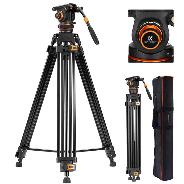 Профессиональный видео штатив с жидкостной головкой K&F Concept VA3+BV20 191см (KF09.148)
