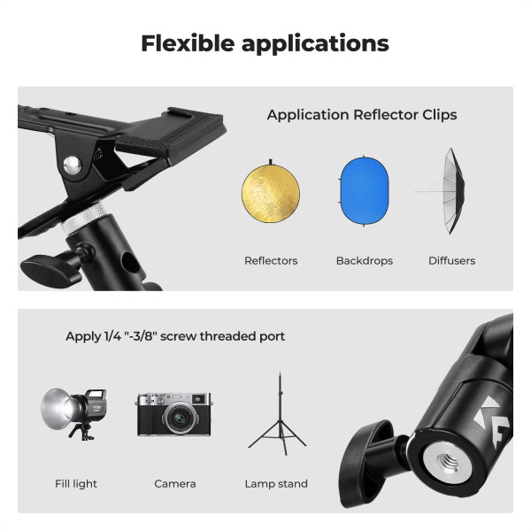 Металлический держатель K&F Concept для отражателей — усиленный зажим с креплением 5/8" на стойку для рефлекторов и фонов (KF18.0014)