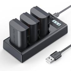 Набір K&F Concept LP-E6P (3 акумулятора 2400mAh + зарядний пристрій) — сумісно з Canon EOS R6 Mark II/III, R5 Mark II, R5, R6, R7, C50, 5D, 6D, 7D Mark II (KF28.0130) 