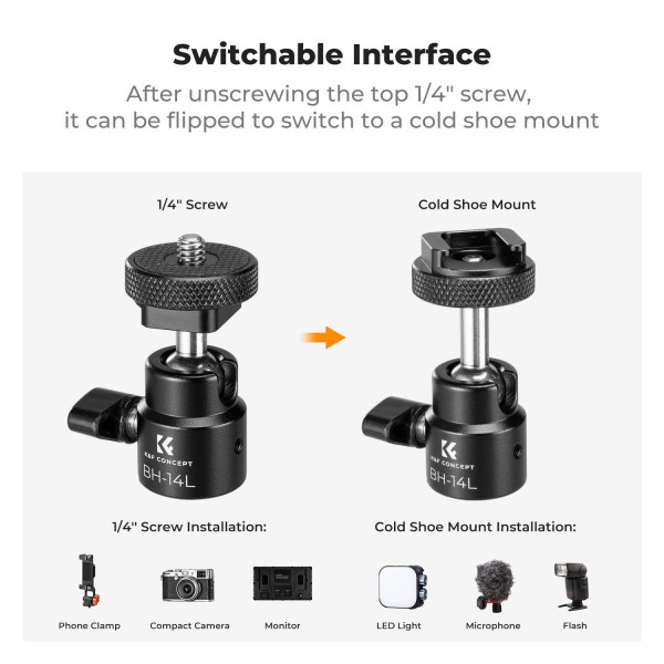 Крепёж K&F Concept Super Clamp с шаровой головкой и винтом 1/4" (KF31.097)