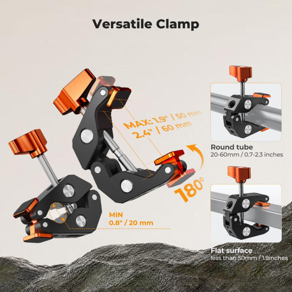 Гнучкий кронштейн K&F Concept із затискачем та кріпленнями 1/4″ і 3/8″ для смартфона, екшн-камери, освітлення та вебкамери (KF31.227)