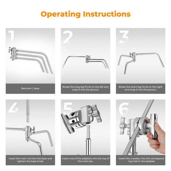 Си Стенд C Stand K&F Concept 3.3м Heavy Duty в комплекте Boom Arm, 2шт Grip Head, Sandbag (KF34.037)