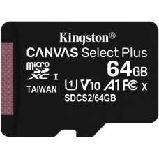 Карта пам'яті microSDXC (UHS-1) Kingston Canvas Select Plus 64Gb class 10 А1 (R-100MB/s) (adapter SD)