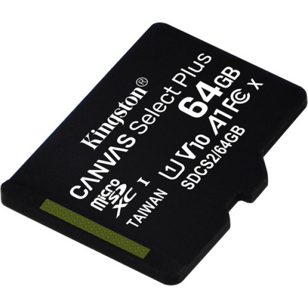 Карта пам'яті microSDXC (UHS-1) Kingston Canvas Select Plus 64Gb class 10 А1 (R-100MB/s) (adapter SD)