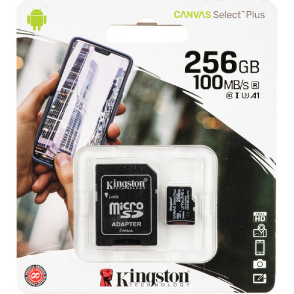 Карта пам'яті microSDXC (UHS-1) Kingston Canvas Select Plus 256Gb class 10 А1 (R-100MB/s) (adapter SD)