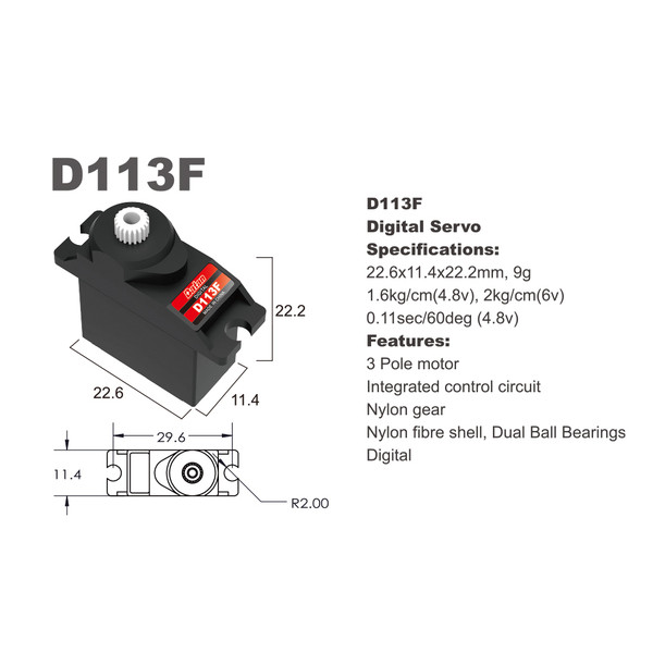 Сервопривод микро 9г BATAN D113F 1.6кг/0.11сек цифровой