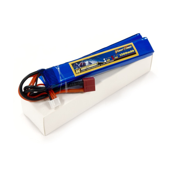 Акумулятор для страйкболу Giant Power (Dinogy) Li-Pol 1300 мАч 11.1 В 130x21x12,5 мм T-Plug 25C
