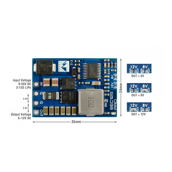 Регулятор питания Matek BEC 12S PRO 6-55V - 5V/8V/12V 5A