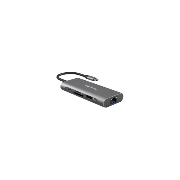 Концентратор POWERPLANT USB-C TO 2XUSB 3.0, 1XUSB 2.0, 1XTYPE-C (PD), HDMI, SD, RJ45 (CA913497)