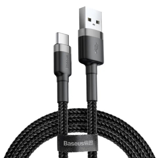 Кабель Baseus Cafule Cable USB For Type-C 3A 0.5m Gray+Black