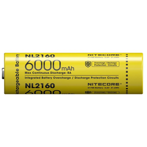 Акумулятор літієвий Li-Ion 21700 Nitecore NL2160 3.6V (6000mAh), захищений