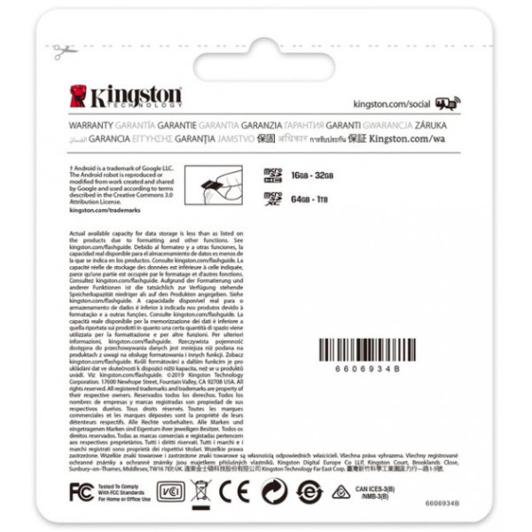 Карта пам'яті microSDXC (UHS-1) Kingston Canvas Select Plus 512Gb class 10 А1 (R-100MB/s) (adapter SD)