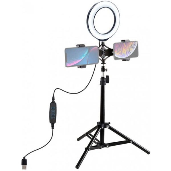Кольцевая USB LED лампа Puluz PKT3037 6.2" + штатив 70 cм
