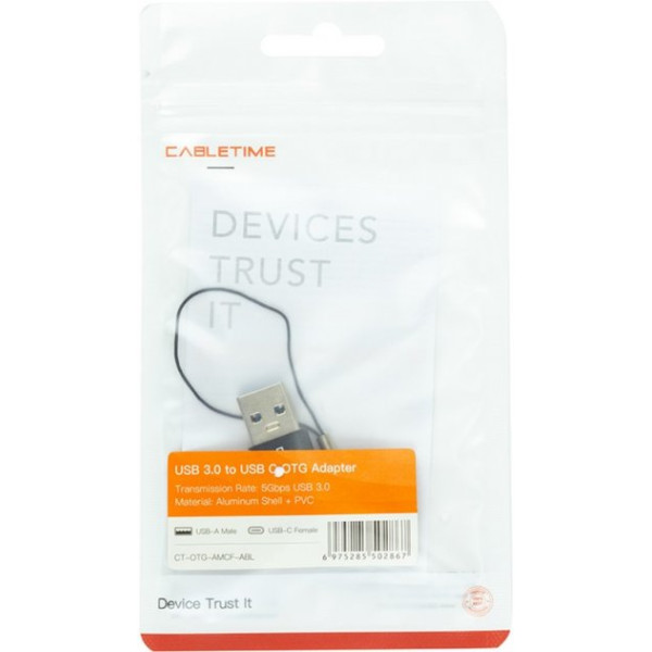 Переходник CABLETIME OTG USB 3.0 Type-A (M) - USB Type-C (F) (CA913701)