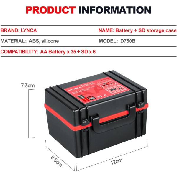 Жесткий органайзер для хранения аккумуляторов LYNCA и держатель для SD-карты D750B