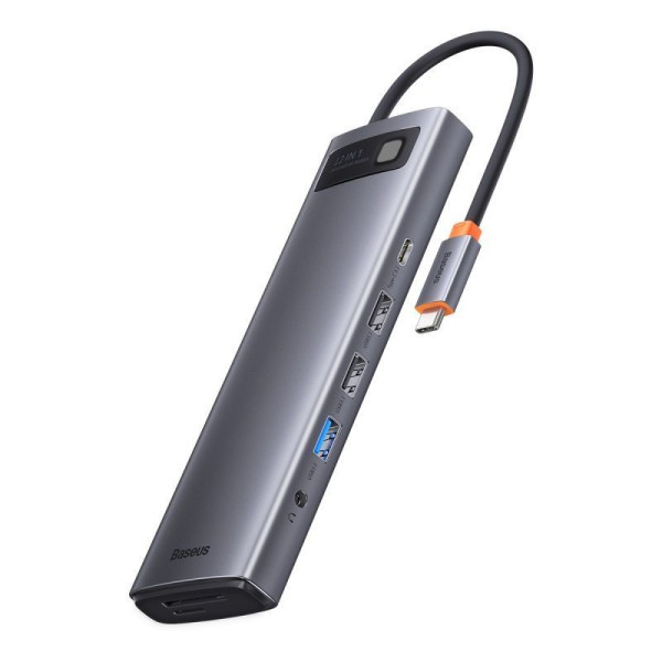 USB-хаб Baseus Metal Gleam Series 12-в-1 багатофункціональна док-станція Type-C сірого кольору