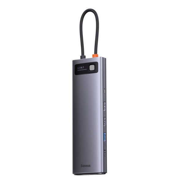 USB-хаб Baseus Metal Gleam Series 12-в-1 багатофункціональна док-станція Type-C сірого кольору