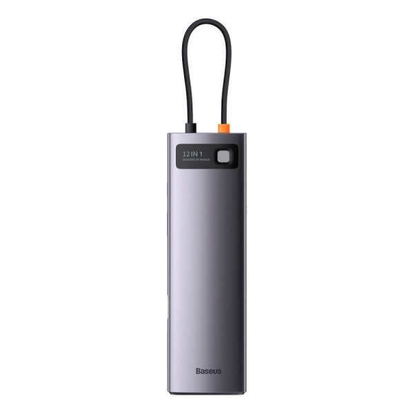 USB-хаб Baseus Metal Gleam Series 12-в-1 багатофункціональна док-станція Type-C сірого кольору