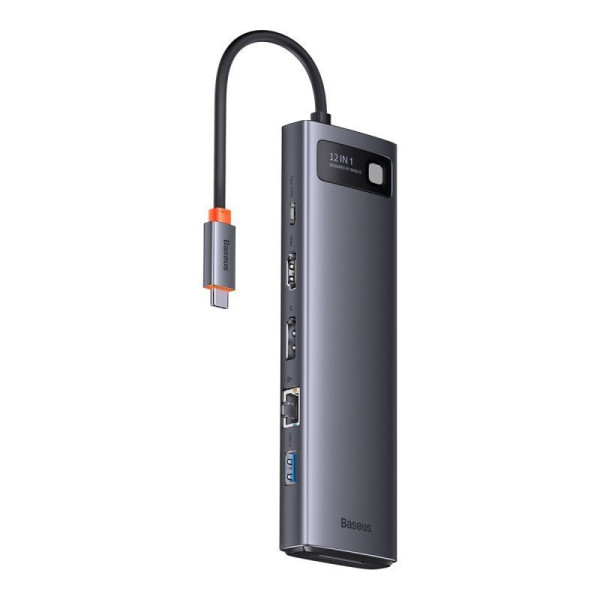 USB-хаб Baseus Metal Gleam Series 12-в-1 багатофункціональна док-станція Type-C сірого кольору