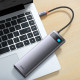 USB-хаб Baseus Metal Gleam Series 12-в-1 багатофункціональна док-станція Type-C сірого кольору