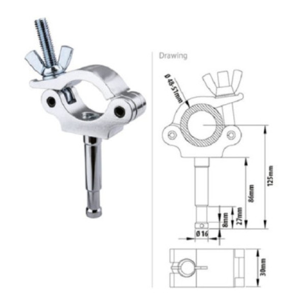 Затискач Tomas палець 16 мм KCP-826 SLIM COUPLER WITH 16MM STUD