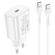 Сетевое зарядное устройство с кабелем HOCO N22 Jetta PD25W charger set(Type-C to Type-C)(EU) White