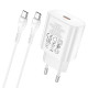 Сетевое зарядное устройство с кабелем HOCO N22 Jetta PD25W charger set(Type-C to Type-C)(EU) White