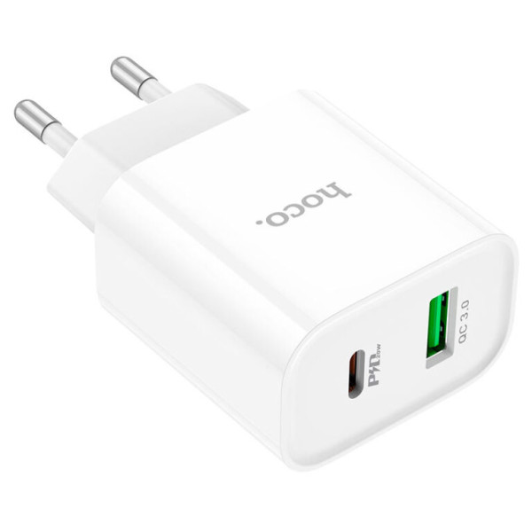 Сетевое зарядное устройство HOCO C80A Plus Rapido PD20W+QC3.0 charger White