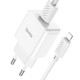 Сетевое зарядное устройство с кабелем HOCO C106A Leisure single port charger set(iP) 10.5W White