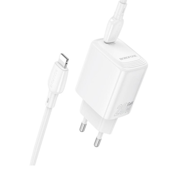 Сетевое зарядное устройство с кабелем BOROFONE BN26 Fuente single-port PD20W charger set (C to iP) (EU) White