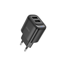 Сетевое зарядное устройство HOCO C141A Smart dual-port charger Black
