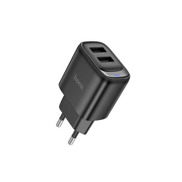 Сетевое зарядное устройство HOCO C141A Smart dual-port charger Black